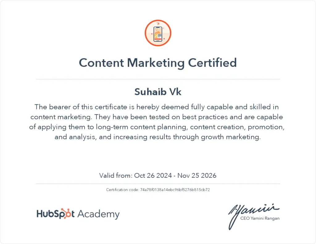 Best freelance digital marketer in palakkad kerala - content marketing certification.