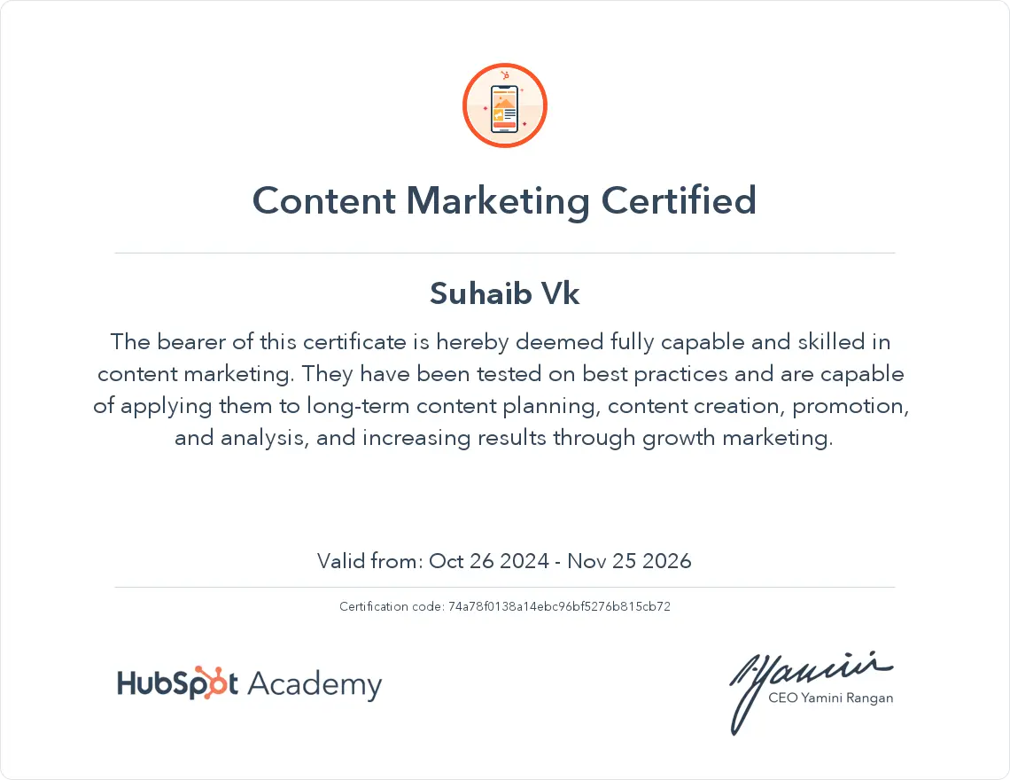 Best freelance digital marketer in palakkad kerala - content marketing certification.